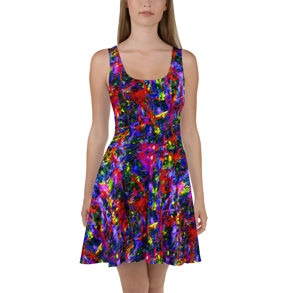 Fractured Rainbow on Skater Dress — Front