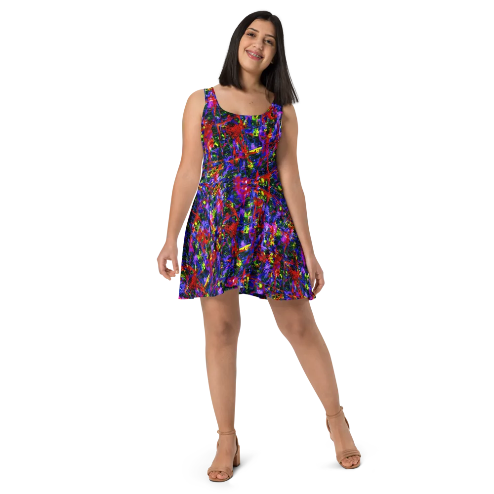 Fractured Rainbow on Skater Dress — Front