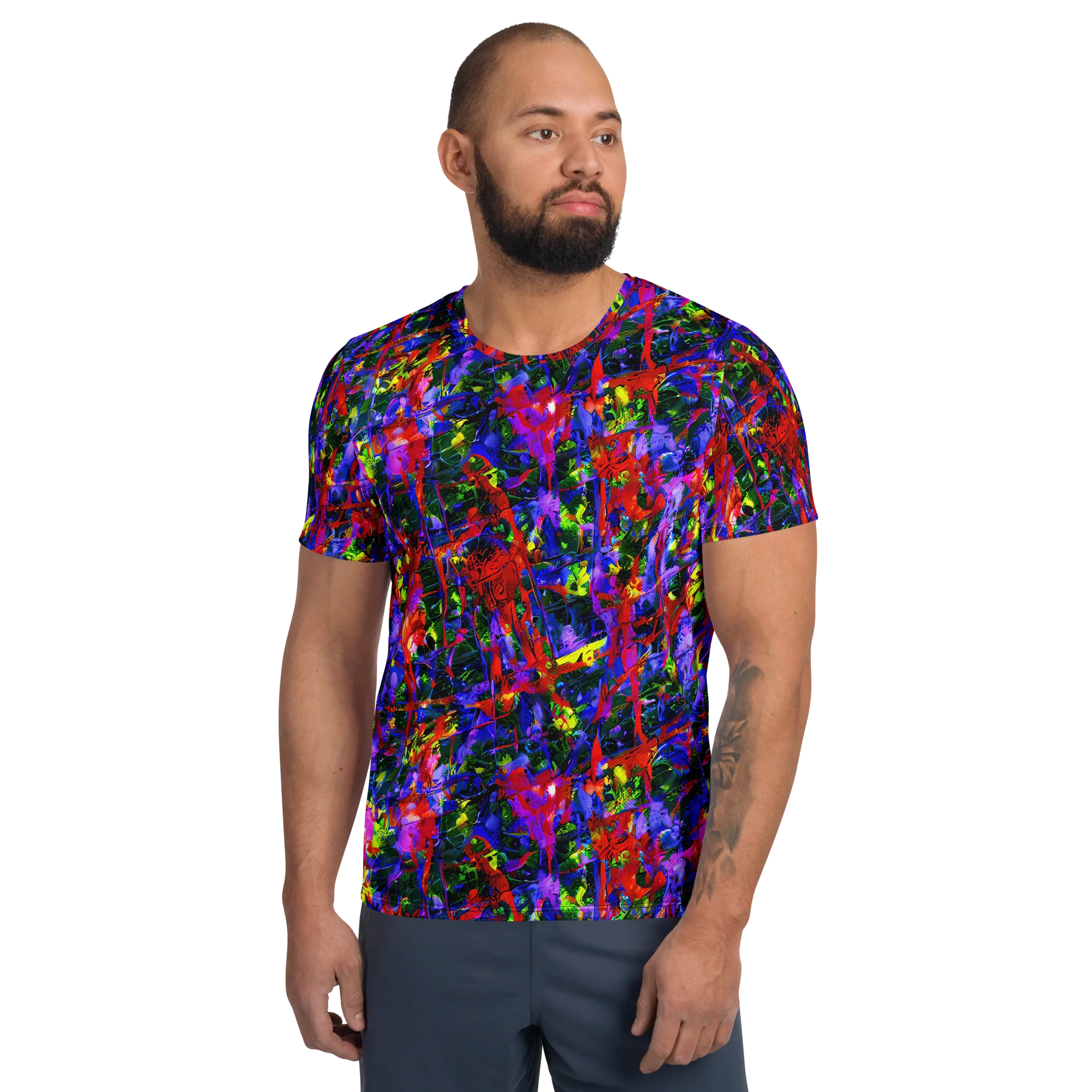 Fractured Rainbow on Men's Athletic T-Shirt — Front
