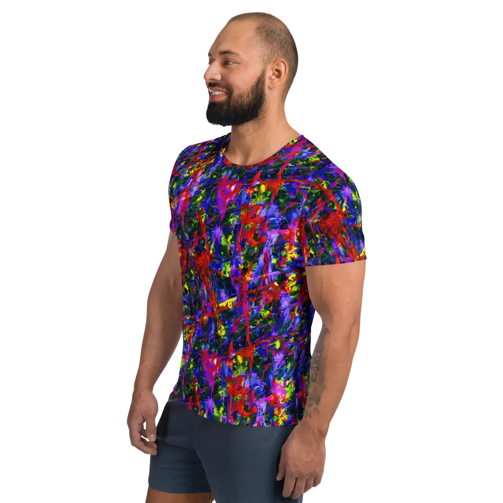 Fractured Rainbow on Men's Athletic T-Shirt — Left