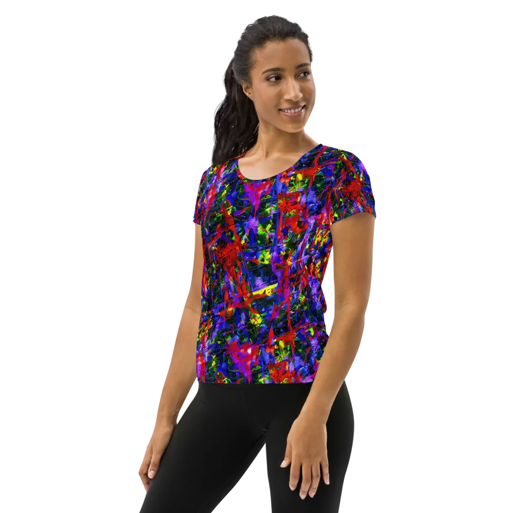 Fractured Rainbow on Women's Athletic T-Shirt — Left