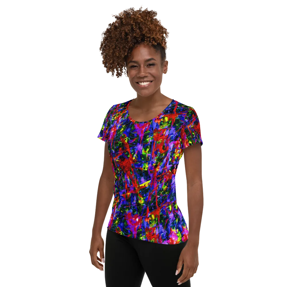Fractured Rainbow on Women's Athletic T-Shirt — Left