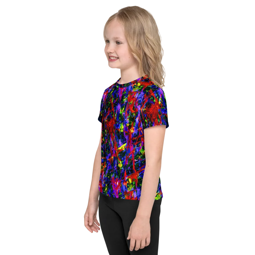 Fractured Rainbow on Kids Crew Neck T-Shirt — Left