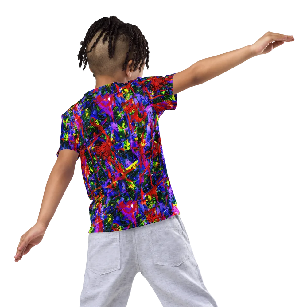 Fractured Rainbow on Kids Crew Neck T-Shirt — Back