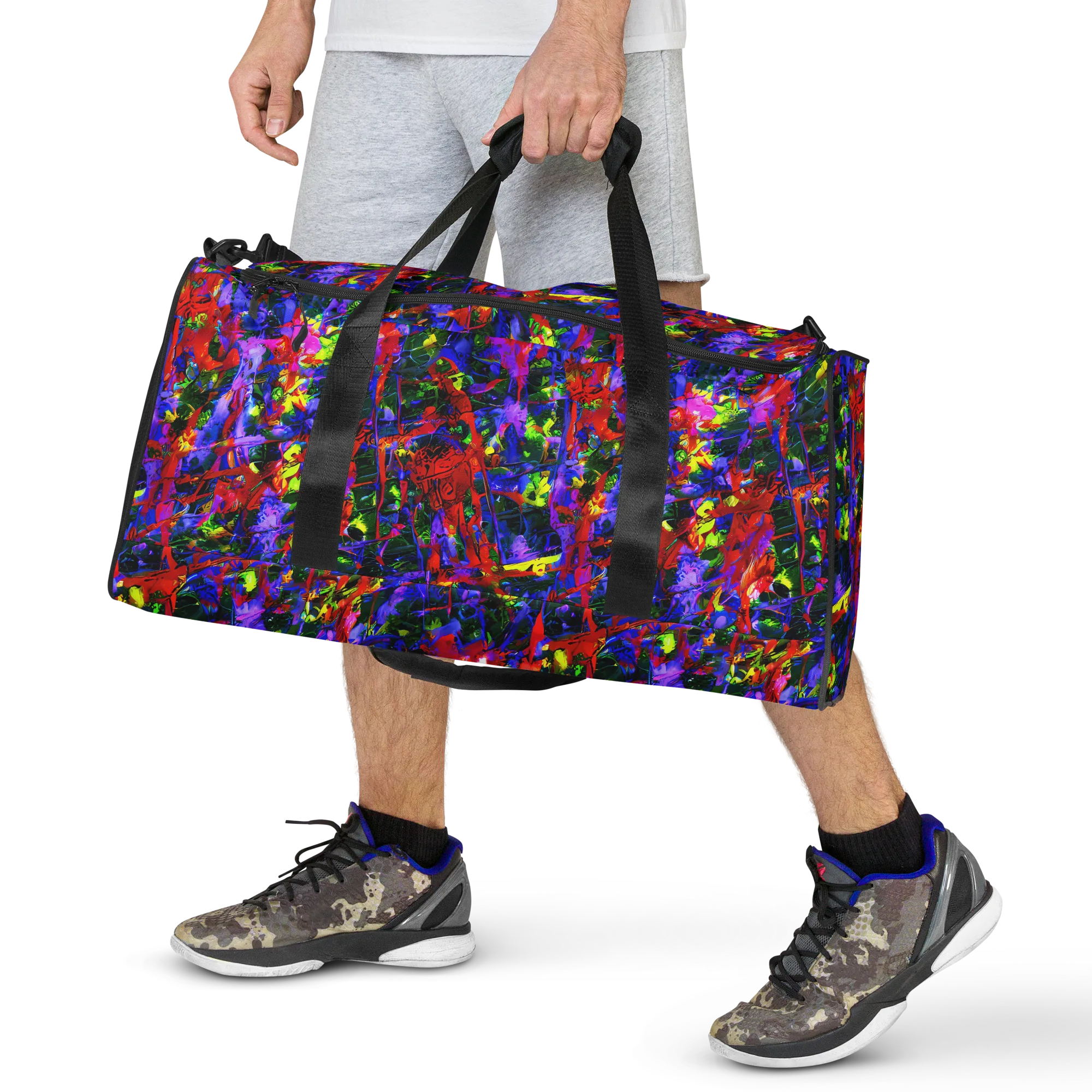 Fractured Rainbow on Duffle Bag — Front