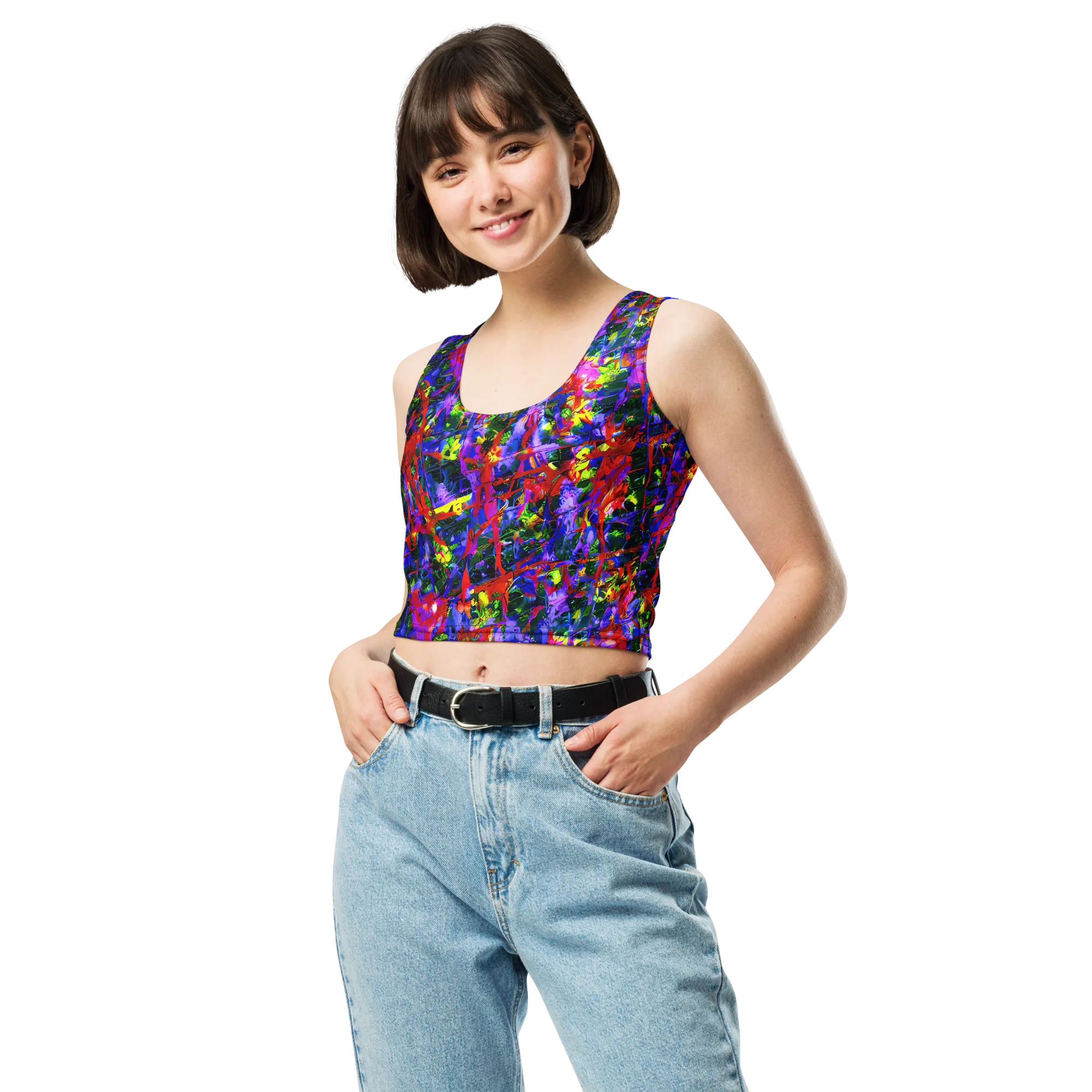 Fractured Rainbow on Crop Top — Front