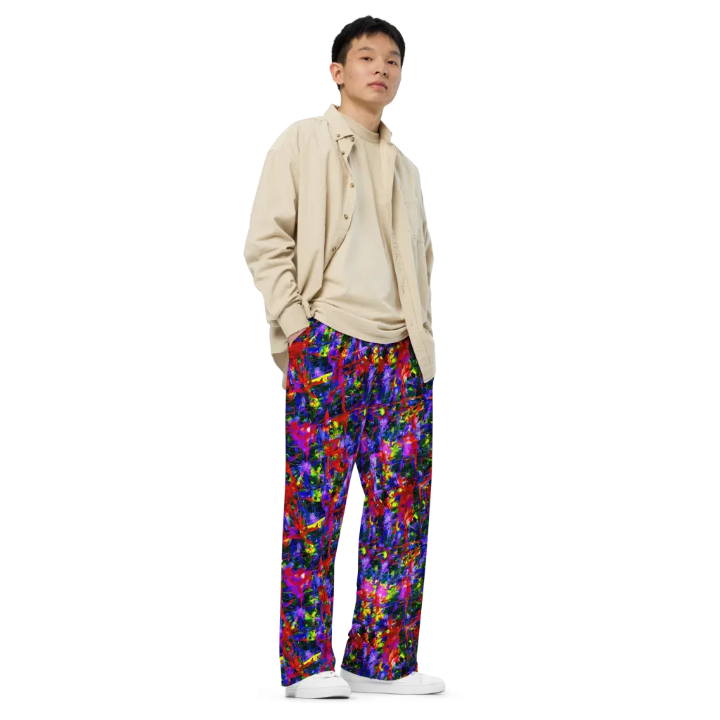 Fractured Rainbow on Wide-Leg Pants — Right Front