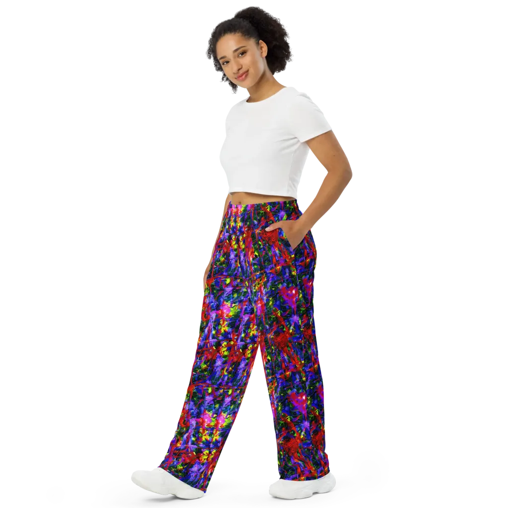 Fractured Rainbow on Wide-Leg Pants — Left Front