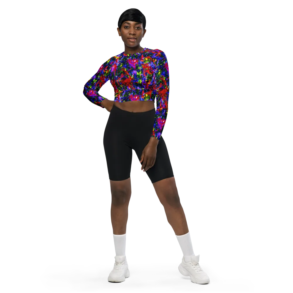 Fractured Rainbow on Long Sleeve Crop Top — Front