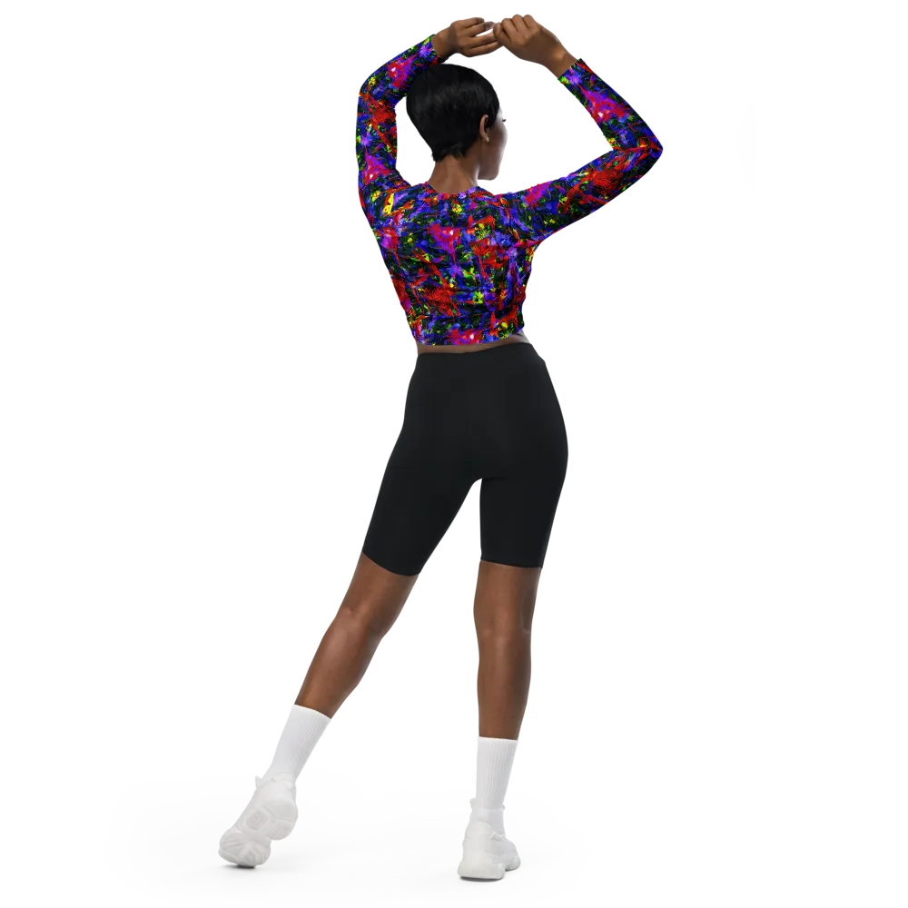 Fractured Rainbow on Long Sleeve Crop Top — Back