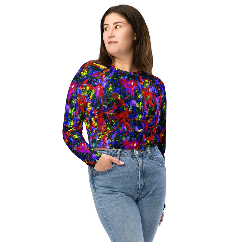 Fractured Rainbow on Long Sleeve Crop Top — Front
