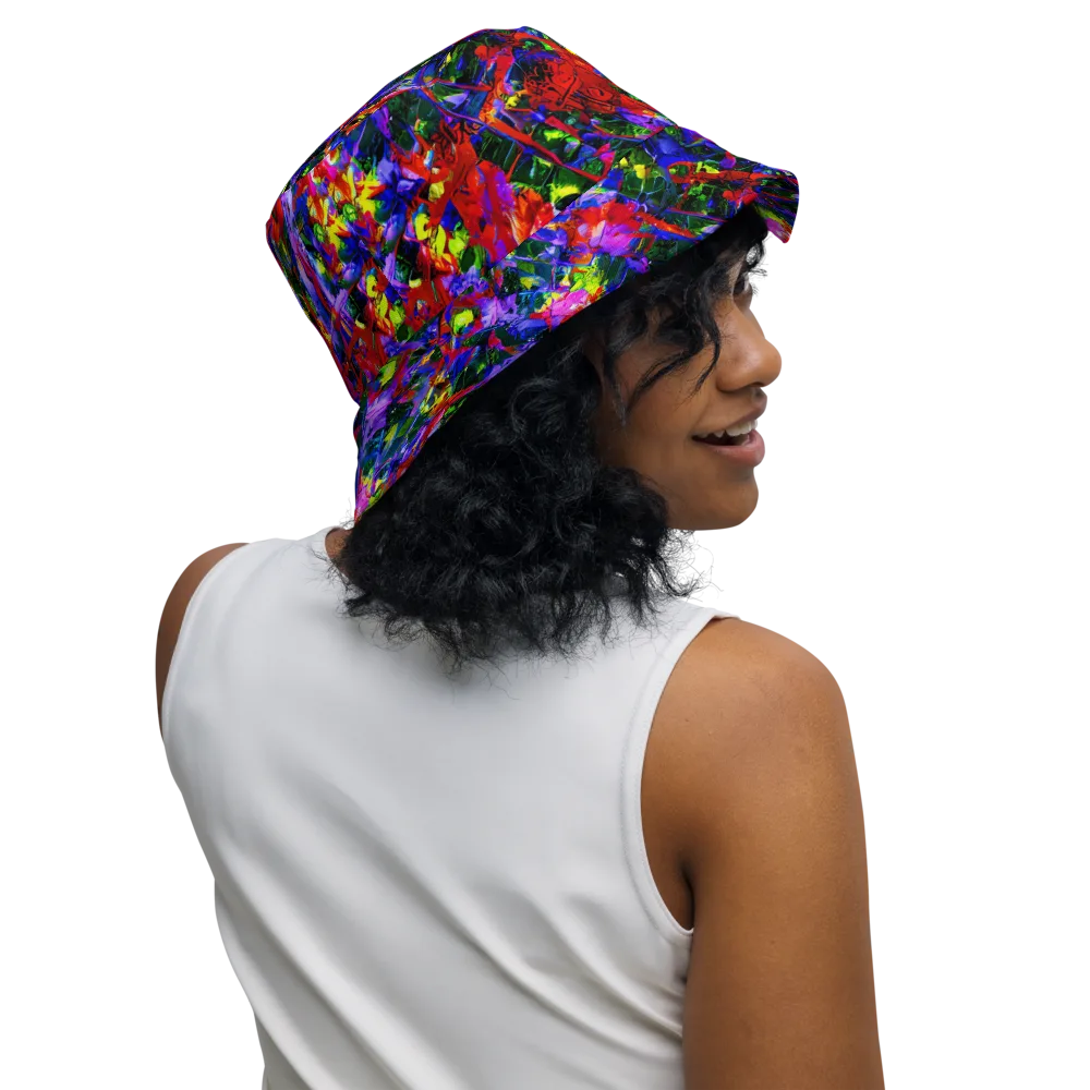 Fractured Rainbow on Reversible Bucket Hat — Right Outside