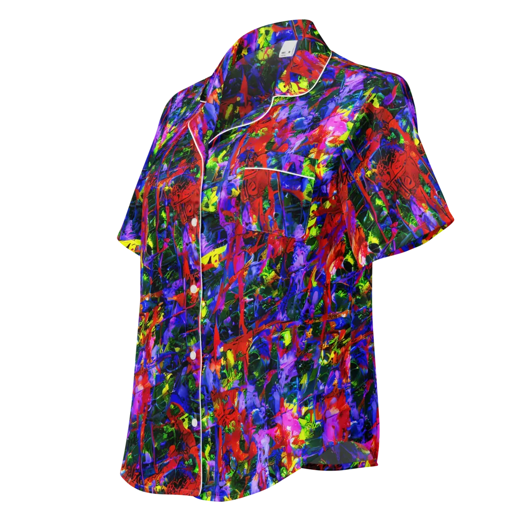 Fractured Rainbow on Women's Short Sleeve Pajama Top — Left Front
