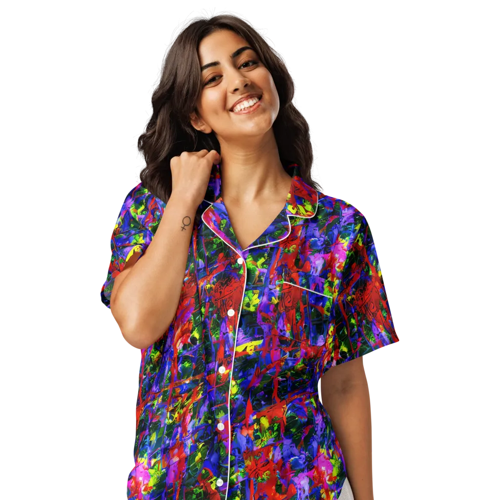 Fractured Rainbow on Women's Short Sleeve Pajama Top — Front