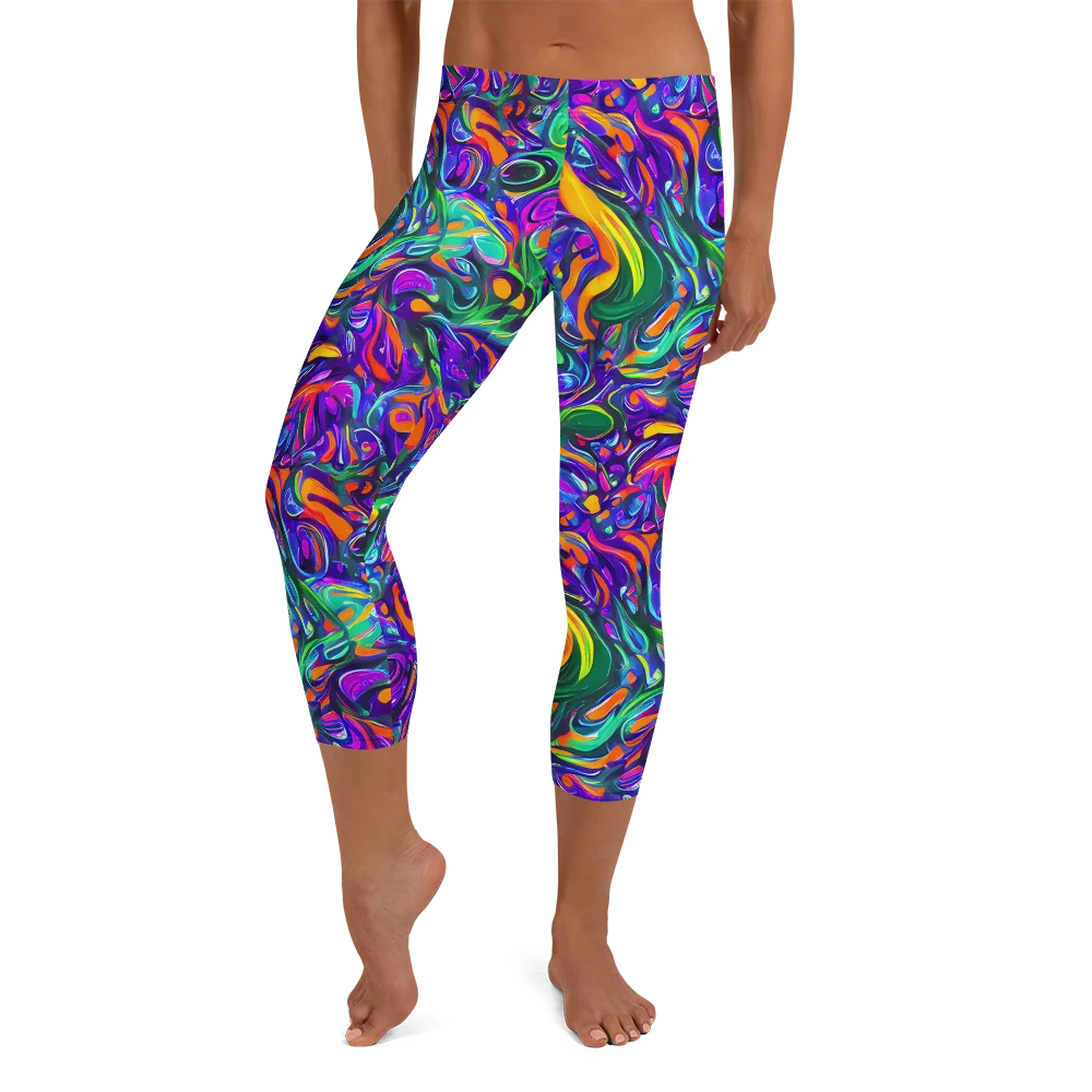 Psychedelic Rapture on Capri Leggings — Front