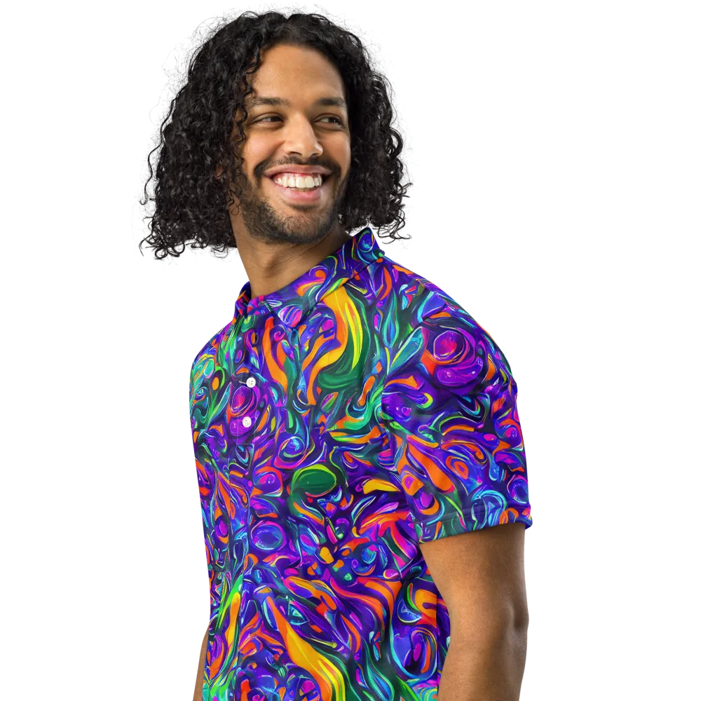 Psychedelic Rapture on Men's Slim Fit Polo Shirt — Left Front
