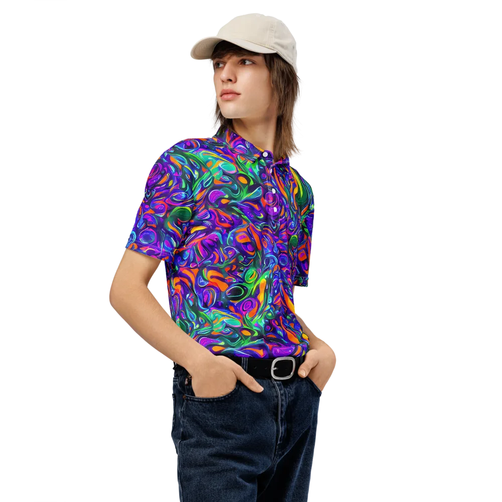 Psychedelic Rapture on Men's Slim Fit Polo Shirt — Right Front