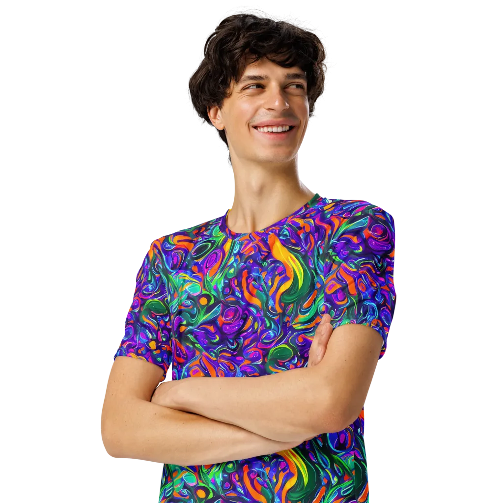Psychedelic Rapture on Men's Crew Neck T-Shirt — Left Front