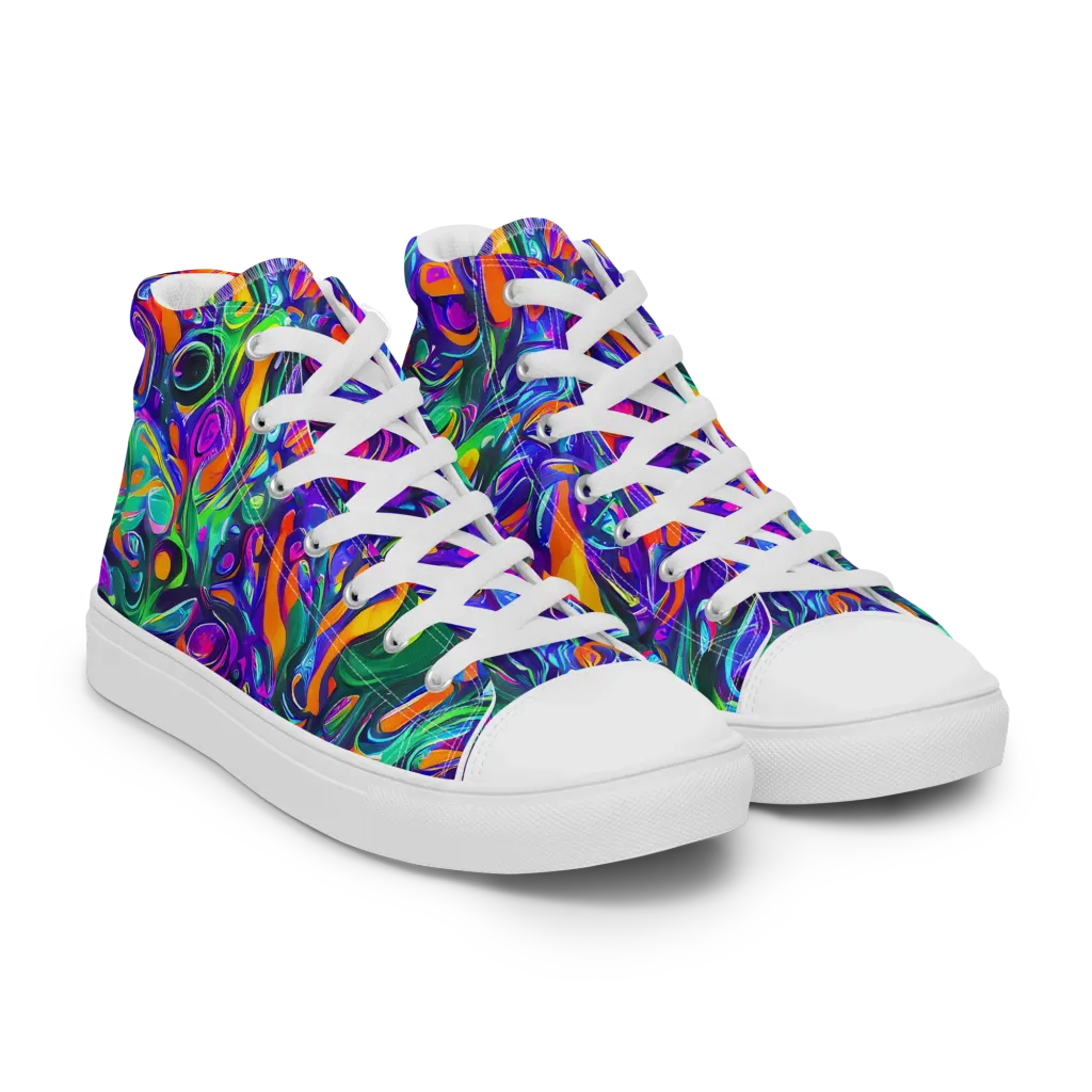 Psychedelic Rapture on Men's High Top Canvas Shoes — Right Front