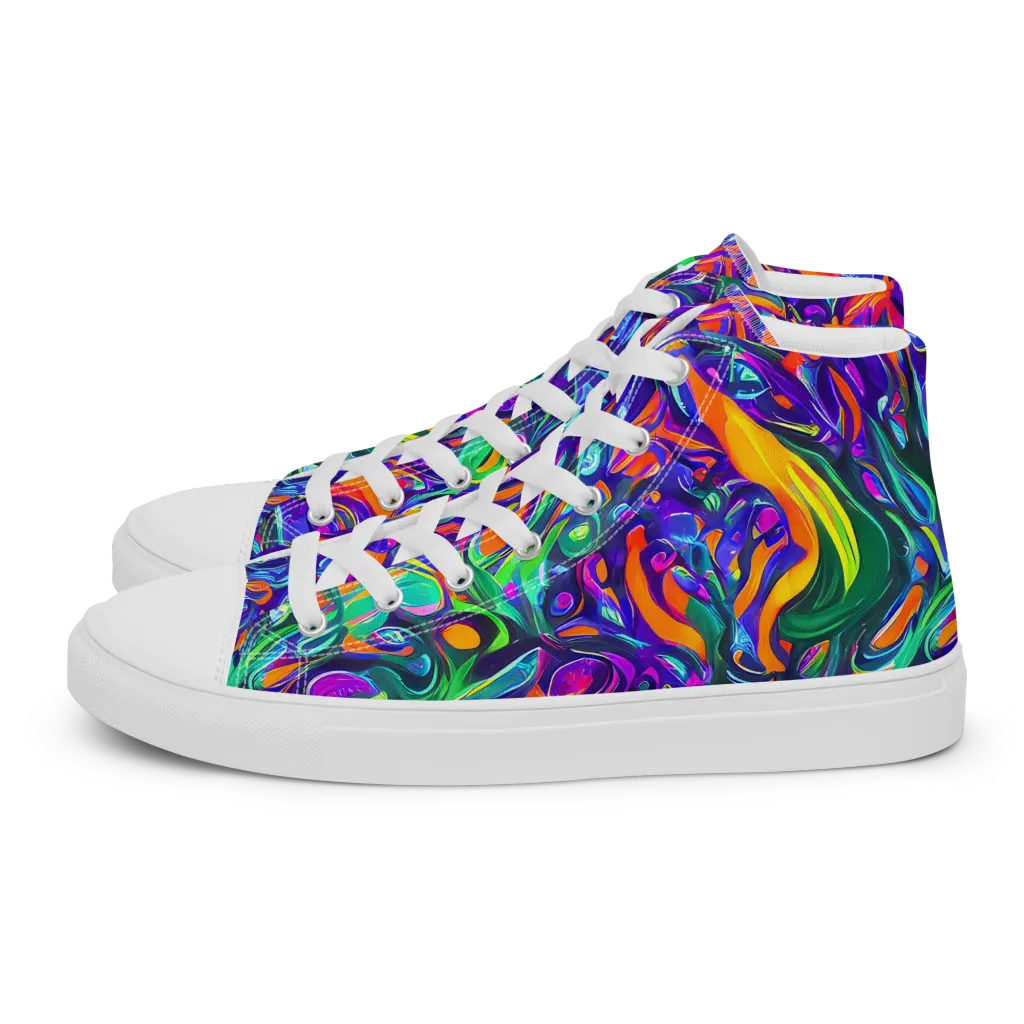 Psychedelic Rapture on Men's High Top Canvas Shoes — Left