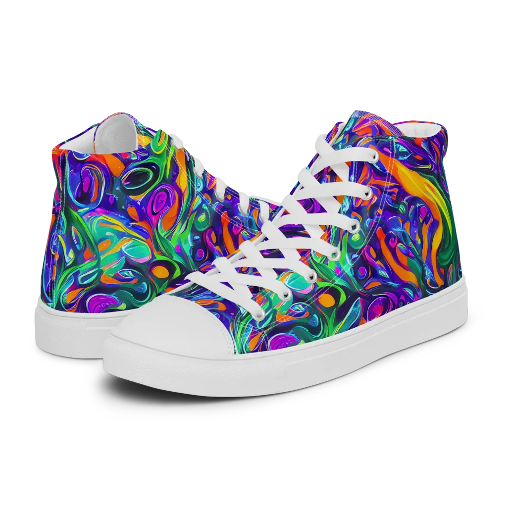 Psychedelic Rapture on Men's High Top Canvas Shoes — Left