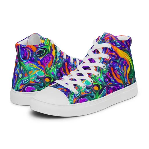 Psychedelic Rapture on a Men's High Top Canvas Shoes