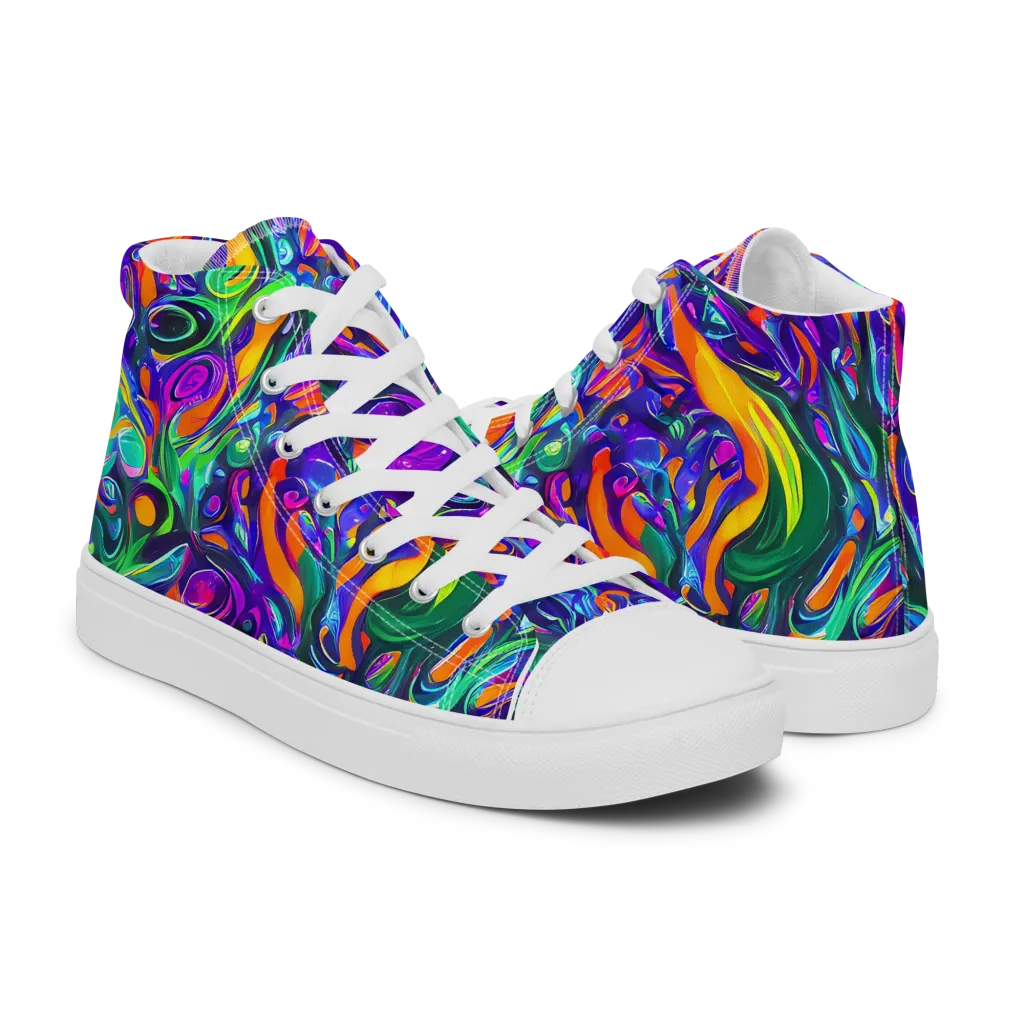 Psychedelic Rapture on Men's High Top Canvas Shoes — Right