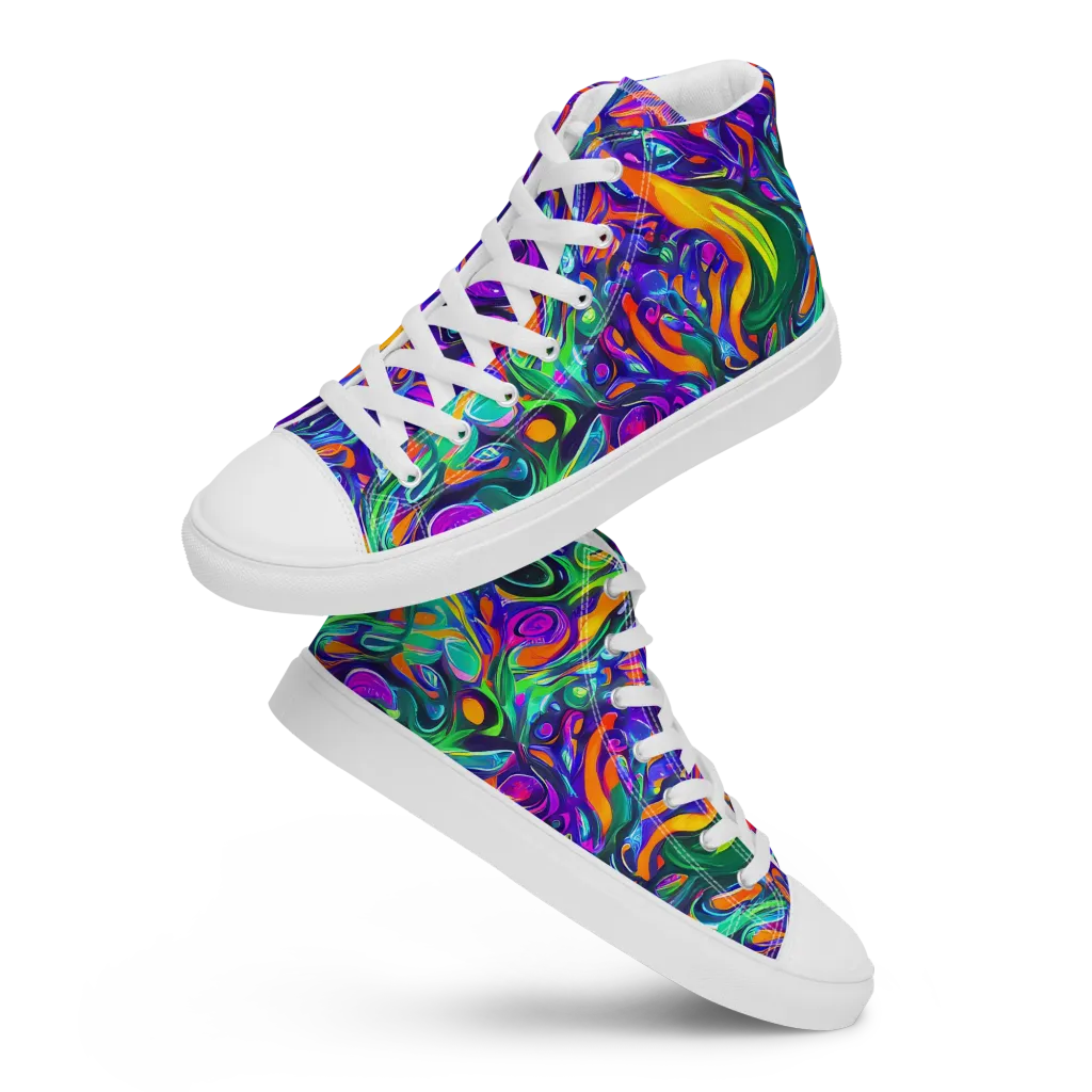 Psychedelic Rapture on Men's High Top Canvas Shoes — Front