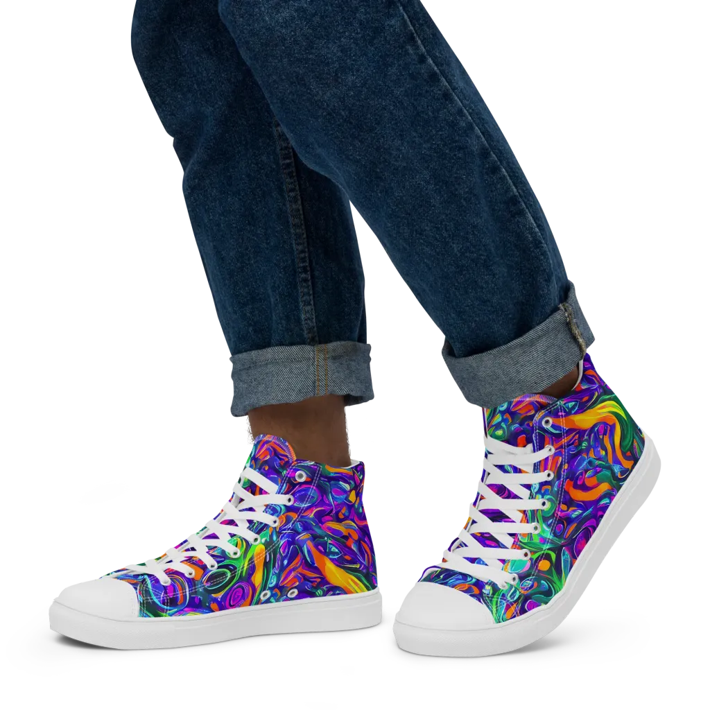 Psychedelic Rapture on Men's High Top Canvas Shoes — Left