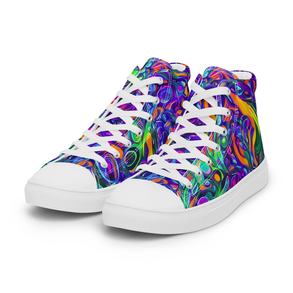 Psychedelic Rapture on Women's High Top Canvas Shoes — Left Front