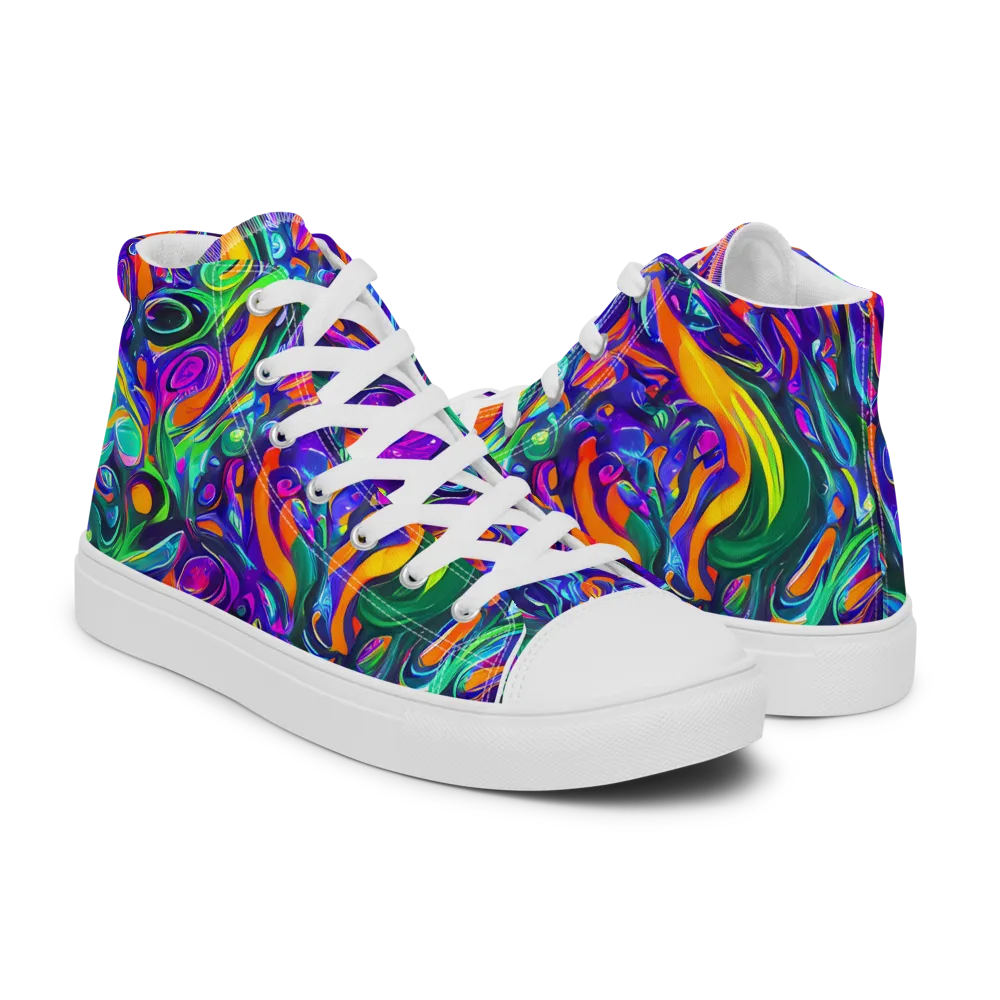 Psychedelic Rapture on Women's High Top Canvas Shoes — Right