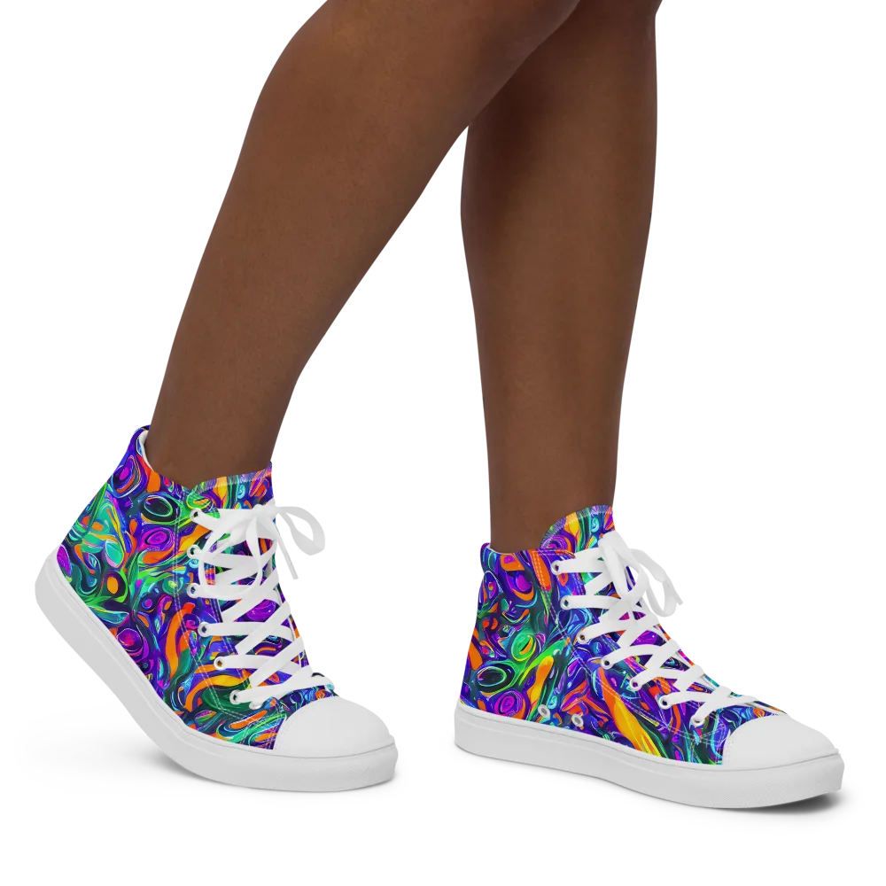 Psychedelic Rapture on Women's High Top Canvas Shoes — Right