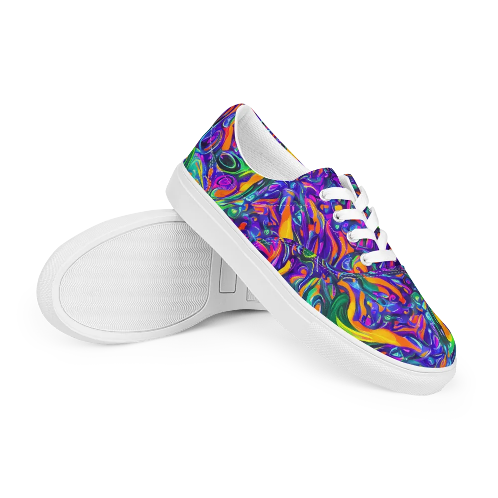 Psychedelic Rapture on Men's Lace-Up Canvas Shoes — Right Front