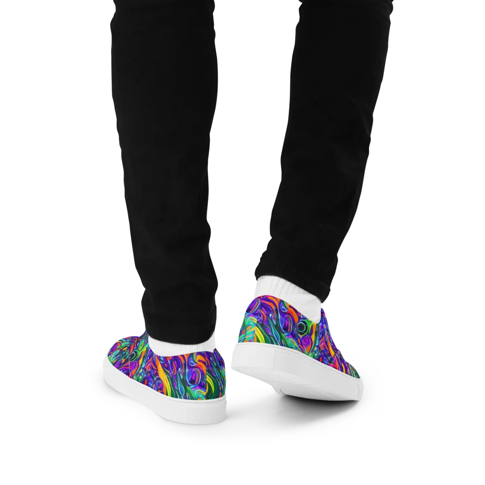 Psychedelic Rapture on Men's Lace-Up Canvas Shoes — Back