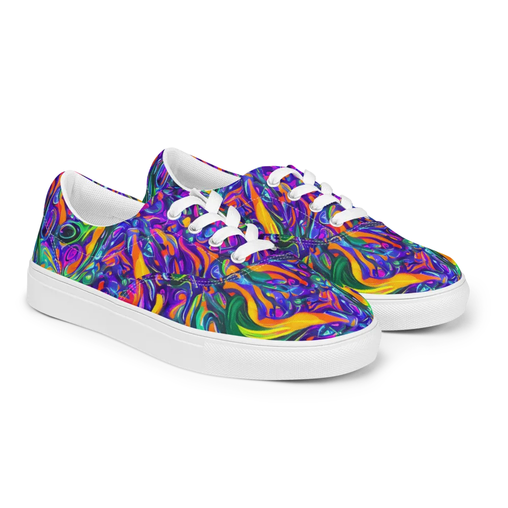 Psychedelic Rapture on Men's Lace-Up Canvas Shoes — Right Front