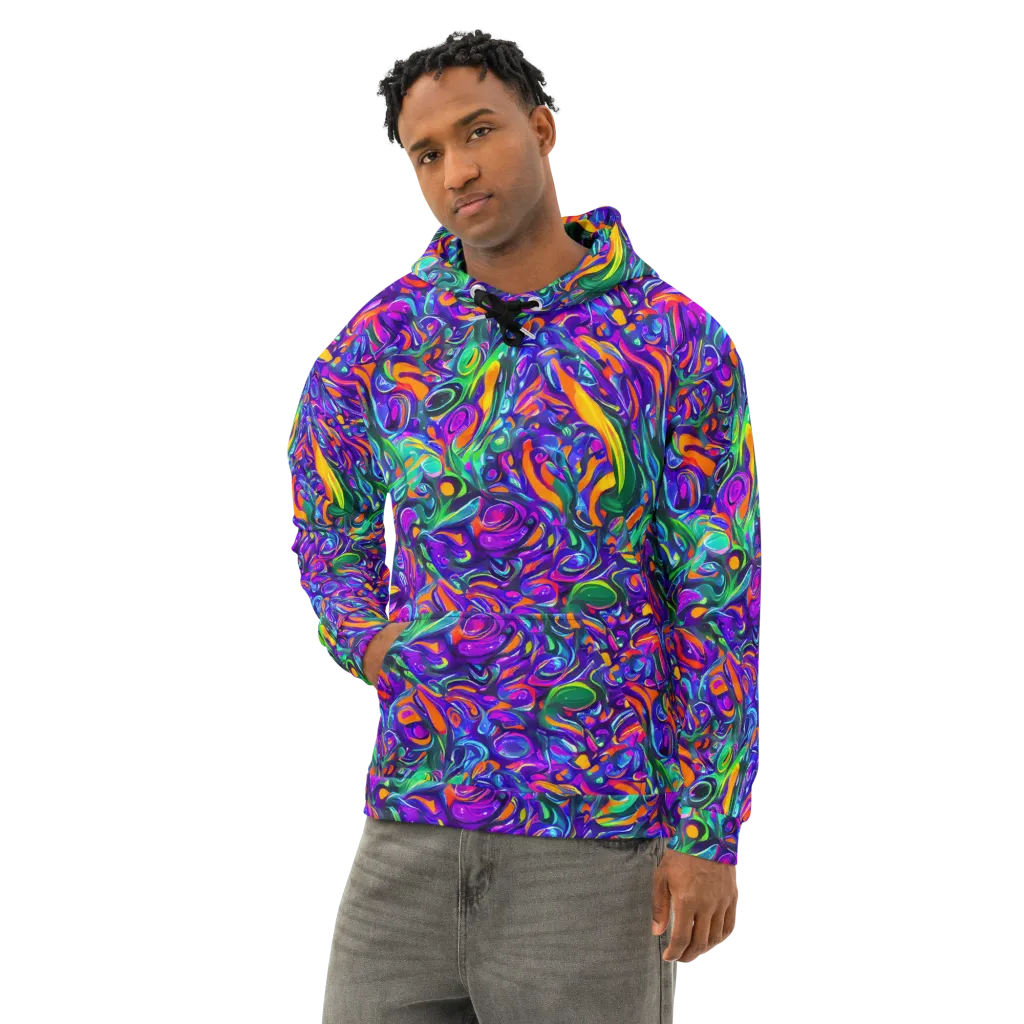 Psychedelic Rapture on Cotton Hoodie — Left Front