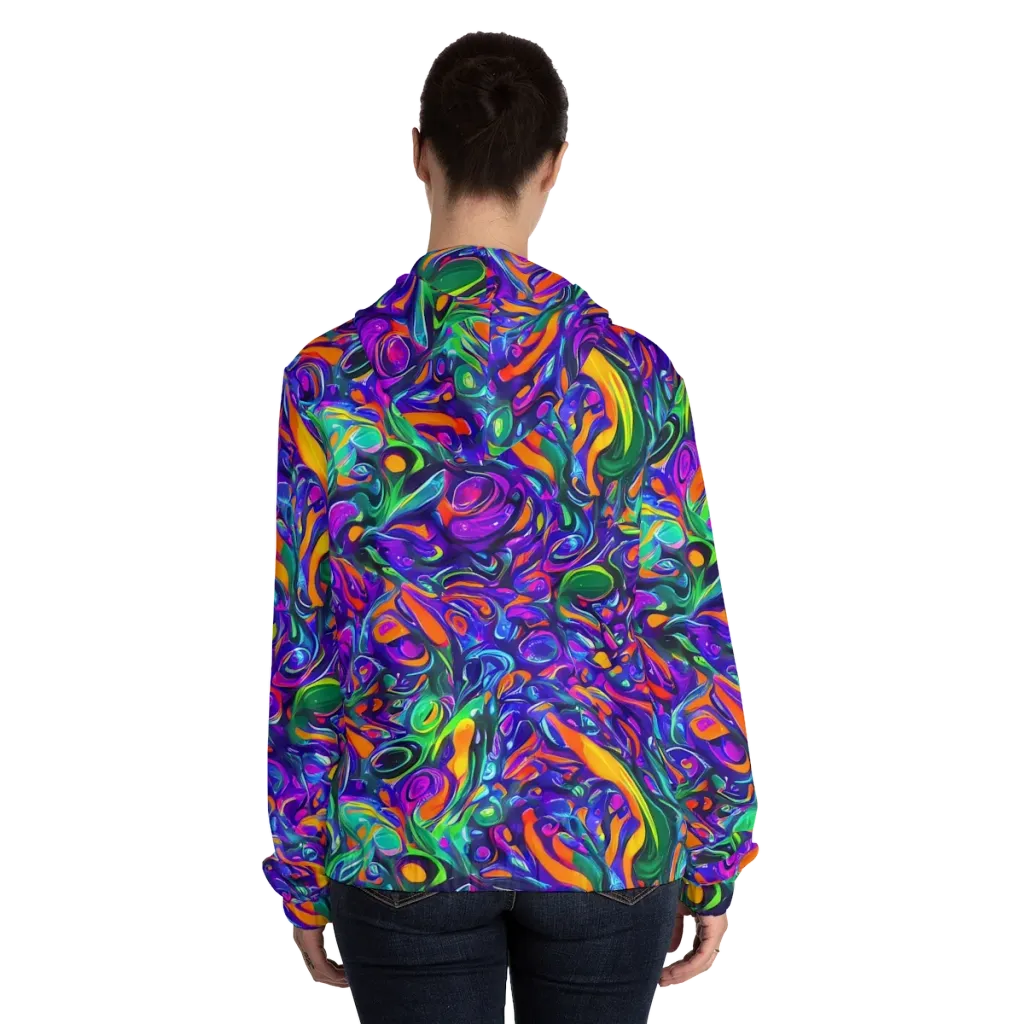 Psychedelic Rapture on Women's Full-Zip Hoodie — Back On Person