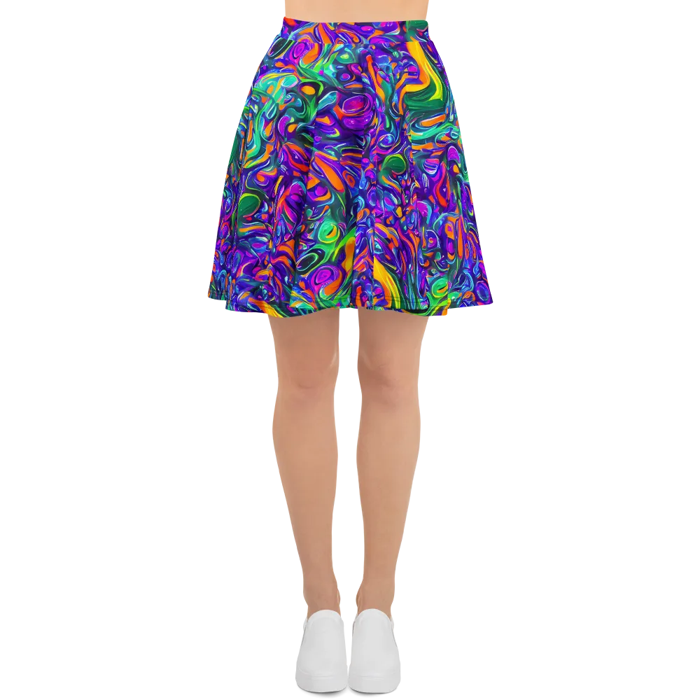 Psychedelic Rapture on Skater Skirt — Front