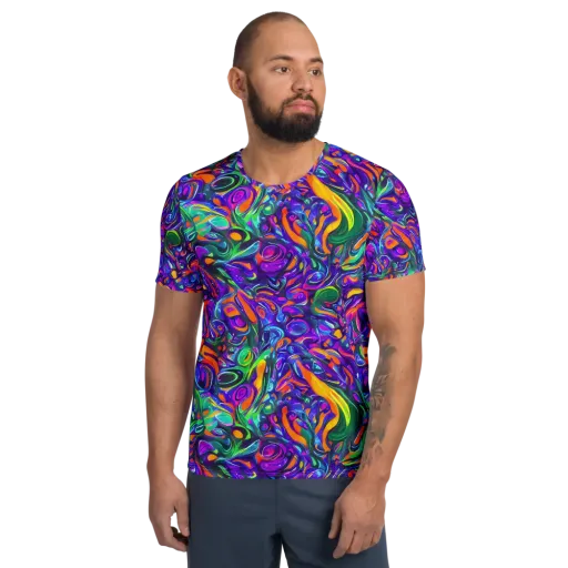 Psychedelic Rapture on a Men's Athletic T-Shirt