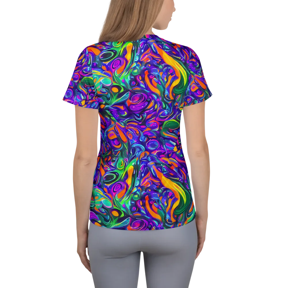Psychedelic Rapture on Women's Athletic T-Shirt — Back