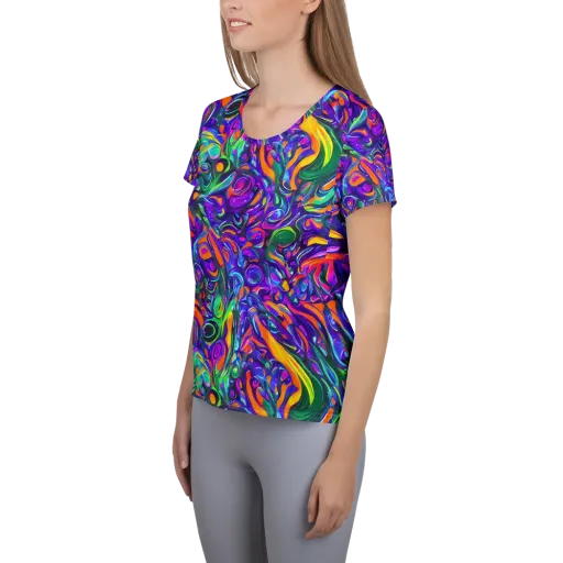 Psychedelic Rapture on a Women's Athletic T-Shirt