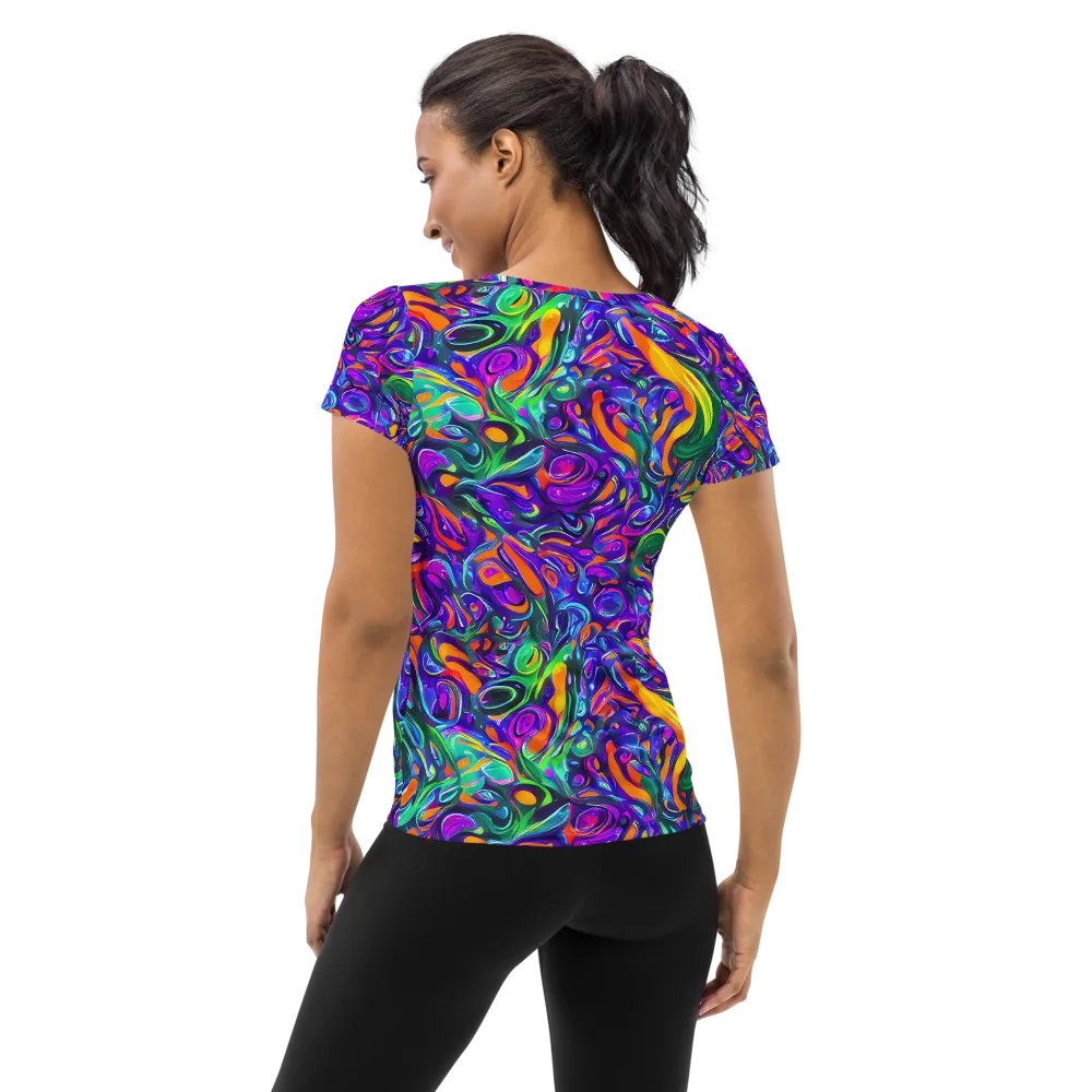 Psychedelic Rapture on Women's Athletic T-Shirt — Back