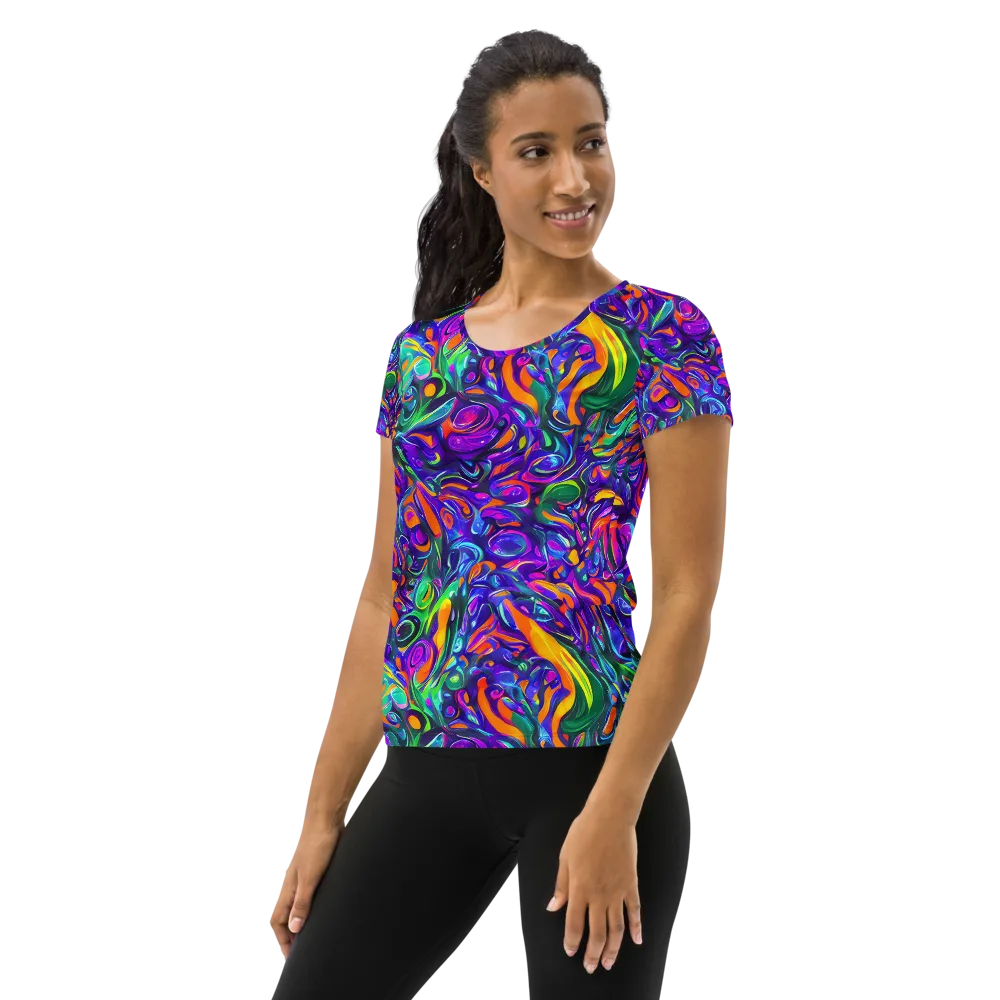 Psychedelic Rapture on Women's Athletic T-Shirt — Left