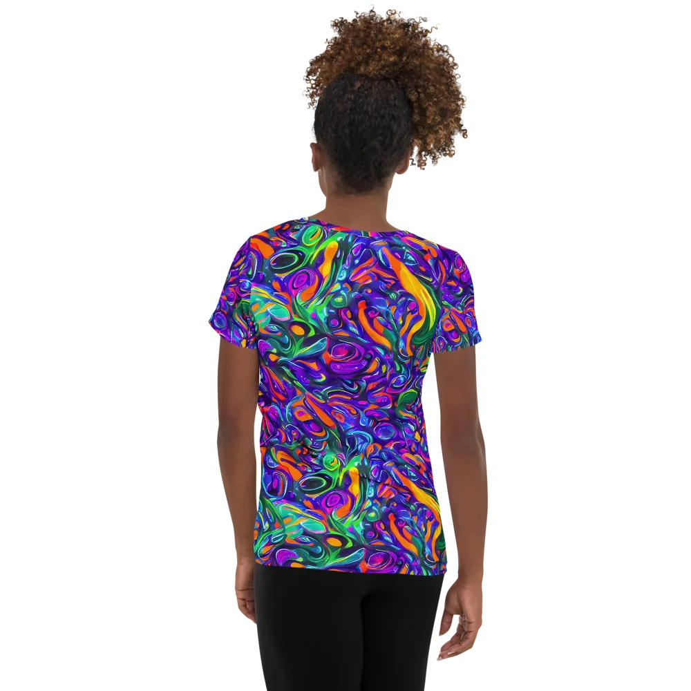 Psychedelic Rapture on Women's Athletic T-Shirt — Back