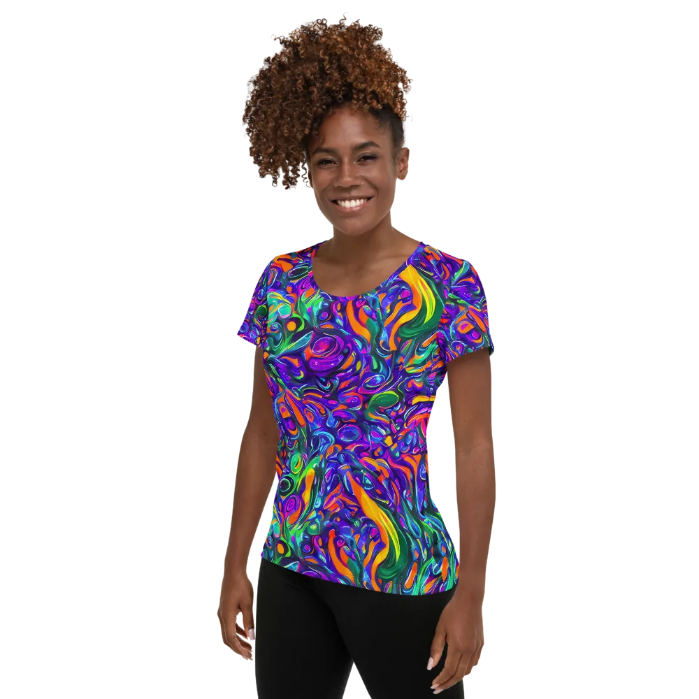 Psychedelic Rapture on Women's Athletic T-Shirt — Left