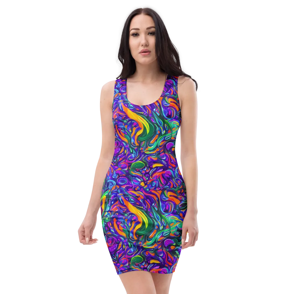 Psychedelic Rapture on Bodycon Dress — Front