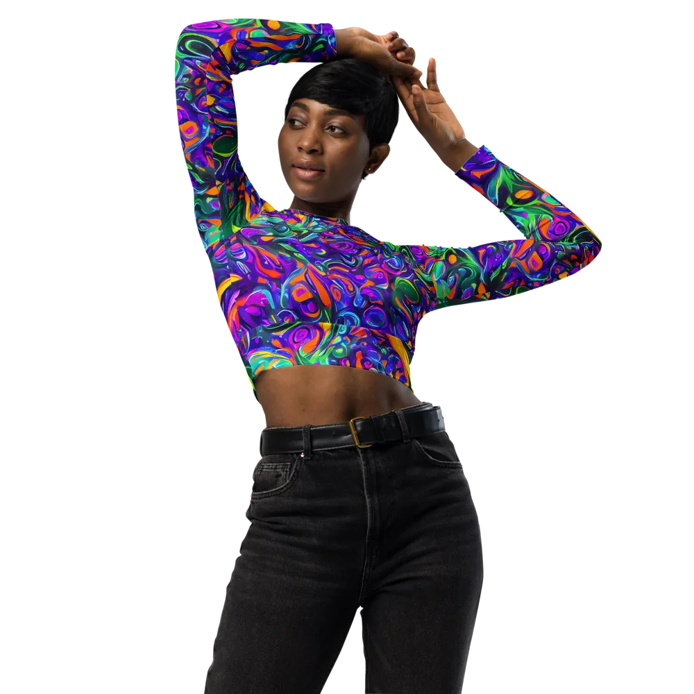 Psychedelic Rapture on Long Sleeve Crop Top — Front