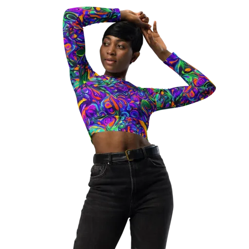 Psychedelic Rapture on a Long Sleeve Crop Top