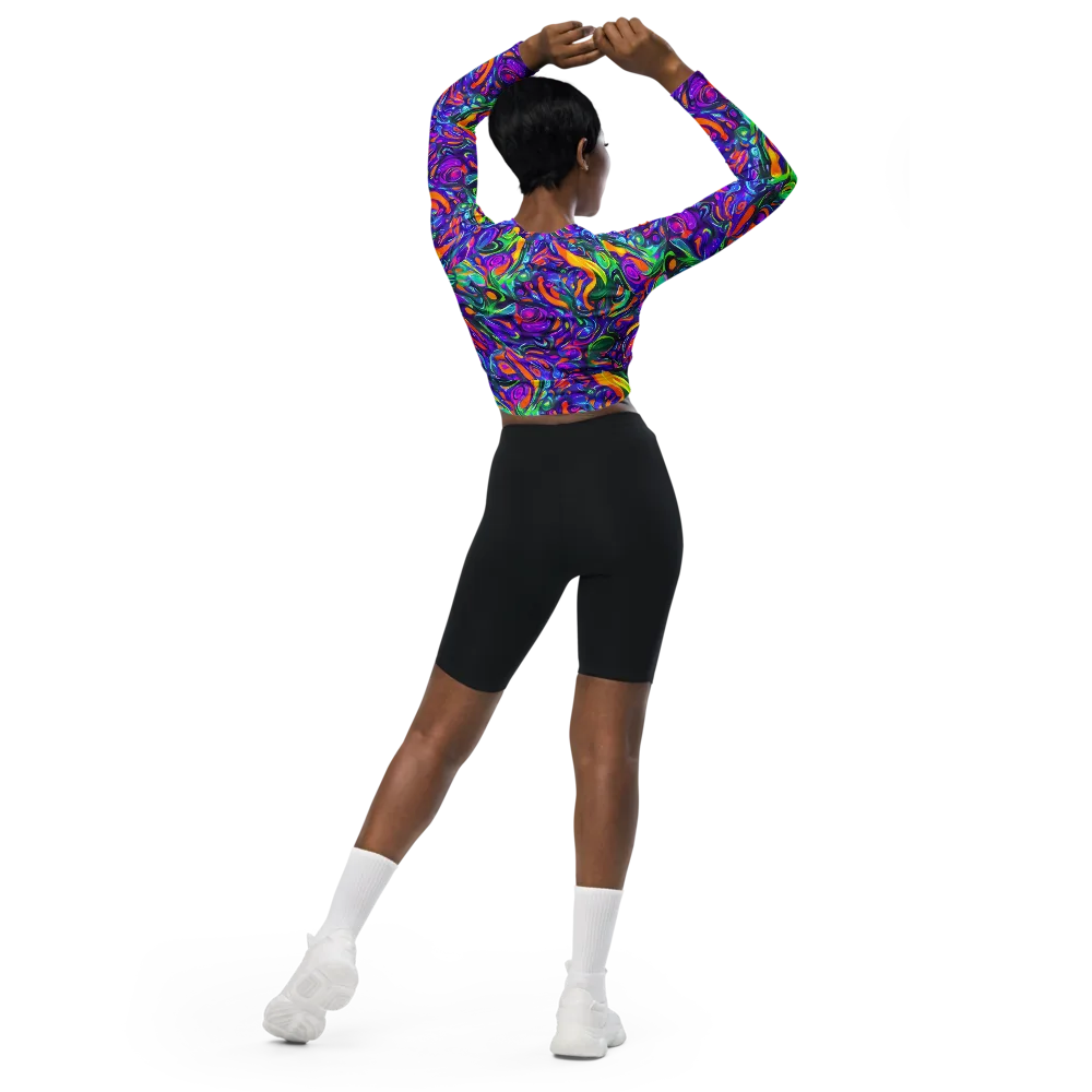 Psychedelic Rapture on Long Sleeve Crop Top — Back