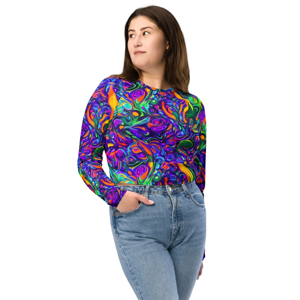 Psychedelic Rapture on Long Sleeve Crop Top — Front